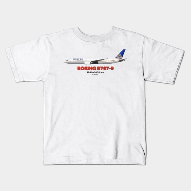 Boeing B787-9 - United Airlines Kids T-Shirt by TheArtofFlying